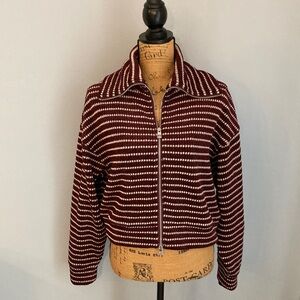 Madewell Zip-Up Knit Jacket Dark Maroon Women Size Large